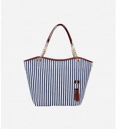 Red Stripe Canvas Tote Shoulder Bag