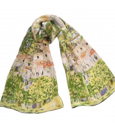Art Oblong 100% Silk Scarf Klimt's "Church in Cassone"