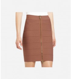 Toffee Zipper Textured Bandage Power Skirt