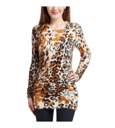 Brown & Black Animal Print Fuzzy Sweater