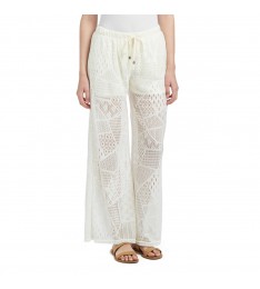 Cream Crocheted Drawstring Lounge Pants