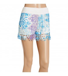 White & Blue Crochet Shorts 