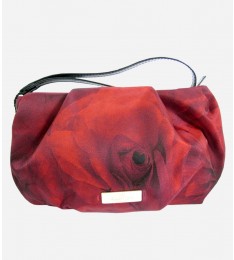 Red Floral Print Wristlet Bag