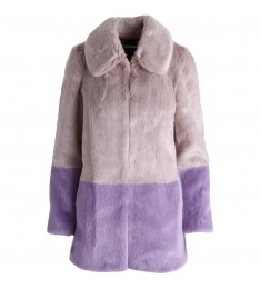 Veiled Rose Faux Mink Color Block Coat