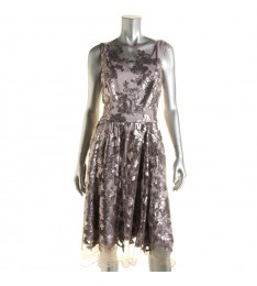 Purple Sequins Illusion Sleeveless Dress