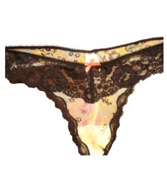 Black Lace Trim Thong Panty