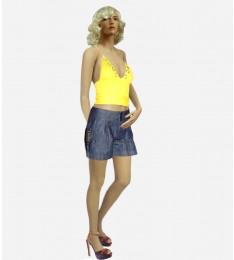 Blue Denim Trouser Shorts
