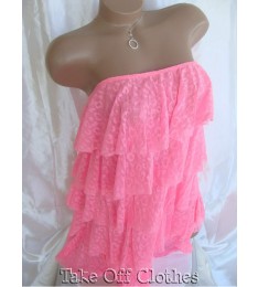 Pink Ruffle Halter Blouse Cover up