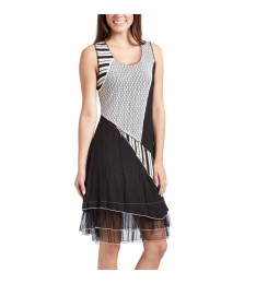 Black & White Patchwork Sleeveless Dress