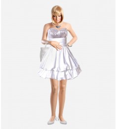 White Shimmery Top Cocktail Dress