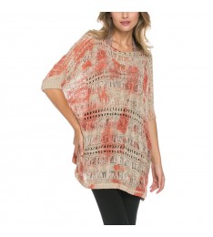 Coral Tie-Dye Crocheted Tunic
