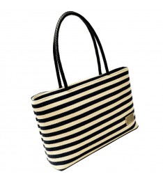 Black & White Striped Tote Handbag