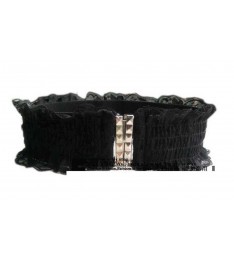 Womens Elastic Stretch Black Lace Waist Belt Band with Buckle