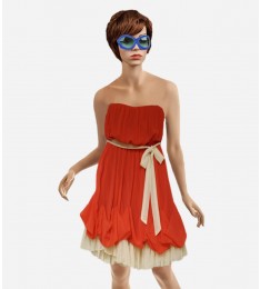 Coral Ruffle Hem Tube Dress