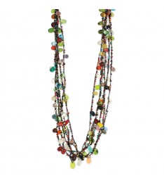 Black & Blue Beaded Deco Multistrand Necklace