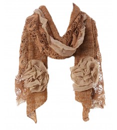 Brown Ruffle-Accent Scarf