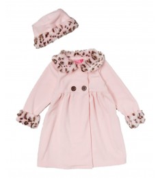 Pink Faux-Fur Fleece Swing Coat & Hat
