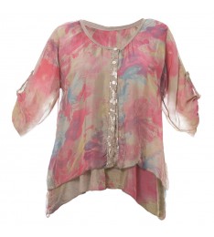 Taupe Silk-Blend Sidetail Top