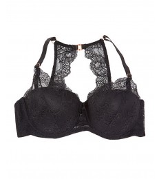 Black Lace T-Back Push-Up Bra