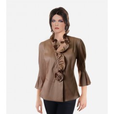 chetta b taupe ruffled blouse-01.jpg
