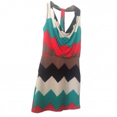 Multicolor T-Back Halter Dress