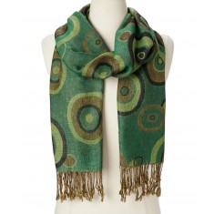 Dark Green Reversible Pashmina-Silk Blend Scarf