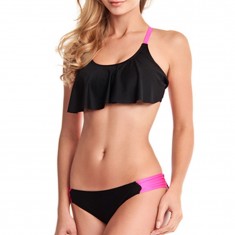 Black Flounce Bikini Swimsuit