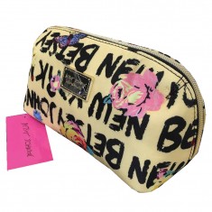 Yellow & Black Logo Floral Makeup Travel Bag