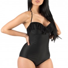Black Fringe One-Piece Swimsuit
