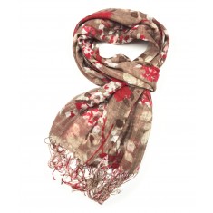 Brown Spring Flower Fringe Scarf
