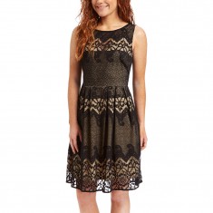 Black & Nude Lace Sleeveless Dress