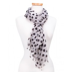 White & Black Polka Dot Scarf
