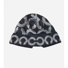 Black Op Art Lurex Signature Beanie Hat