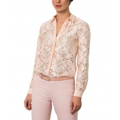 Powder Rose Women Lace Button-Up Blouse