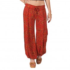 Red & Orange Paisley Drawstring Harem Pants