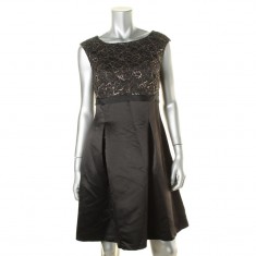 Black Metallic Lace-Embellished Dress