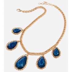 Pachac Gold Lapis Stone Teardrop Necklace