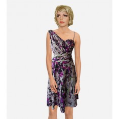 New York Purple Print One Shoulder Dress