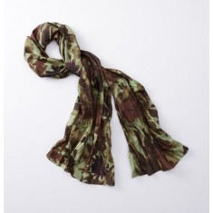 Green Black Camo Abstract Rainforest Blooms Silk Scarf