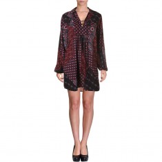 Purple Printed Lace-Up Dress