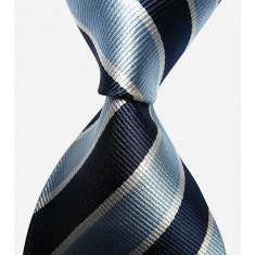 Dark Blue Stripe Jacquard Silk Necktie