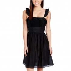 Black Lace Silk-Blend Dress