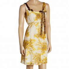 Mango & Ivory Floral Silk-Blend Sleeveless Dress