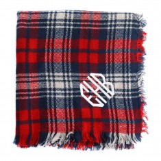 Red Tartan Monogram Scarf