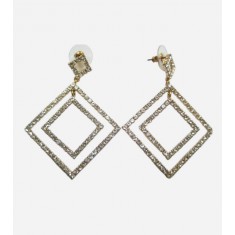 Double Square Hoop Zirconia Earring