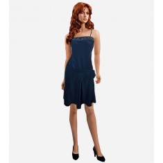 Navy Blue Silk Dress