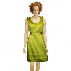 Pale Lime Ruffle Cocktail Dress