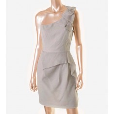 One Shoulder Gray Cocktail Dress Chiffon