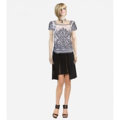 Rakel Black Silk Lace Pleated Skirt