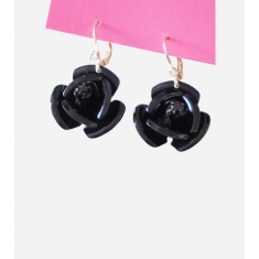 Black Paint Rose Pierced Earring
